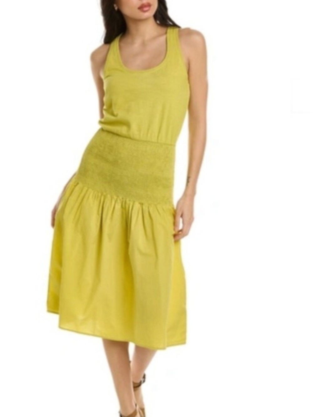 Nation LTD Sehar Combo Dress In Chartreuse Size XS